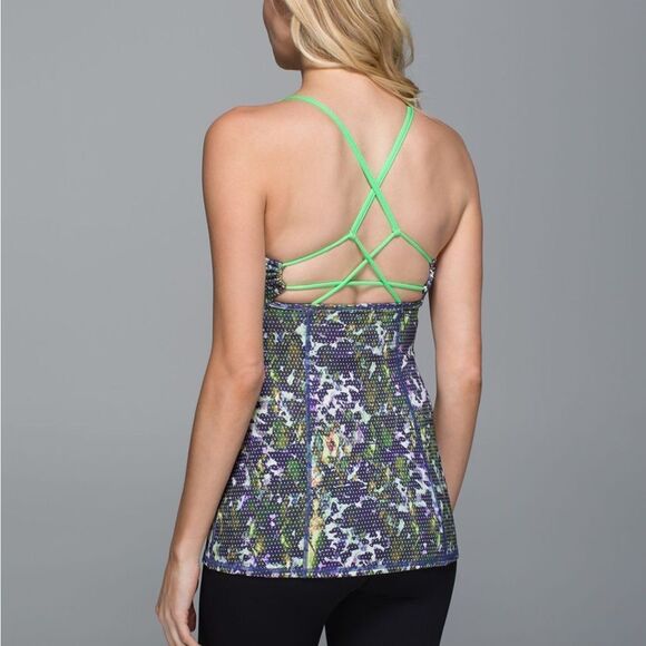 Lululemon Dancing Warrior Tank Top Floral Sport Purple Green Pistachio Size 4 - Picture 1 of 8